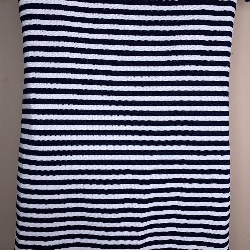 Vintage Serbin Size 6 Navy Blue And White Striped Dress Short Sleeve Sporty - Picture 10 of 16